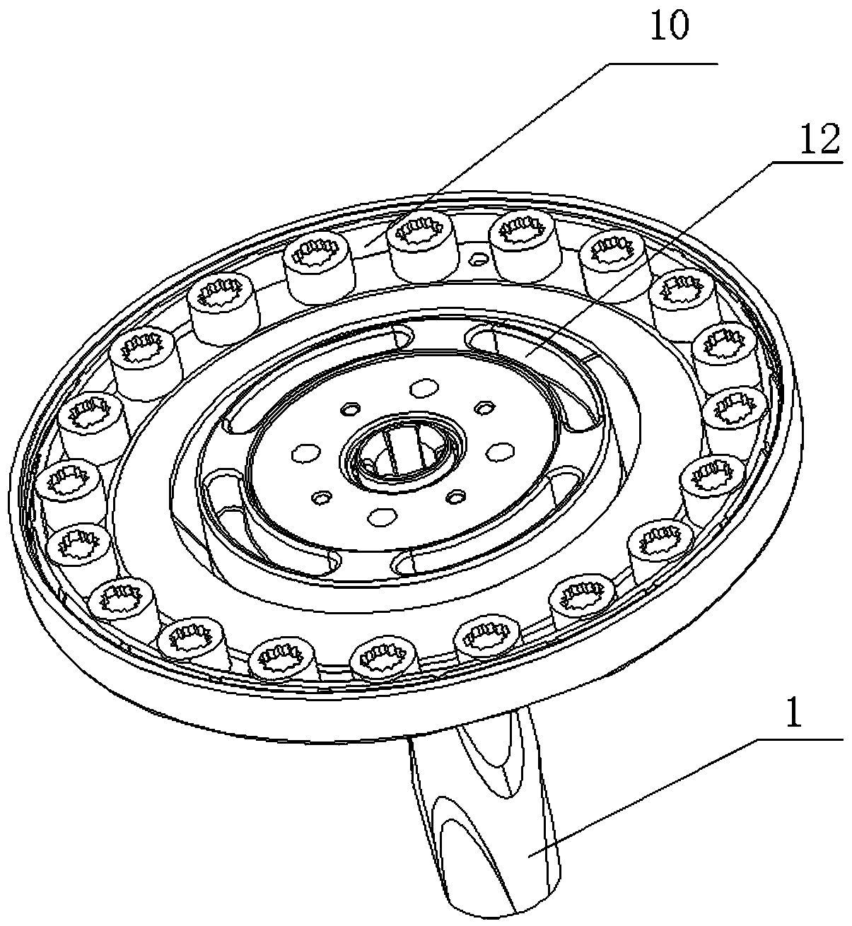 A mop chassis and a dehydration bucket fixing seat used in conjunction with it