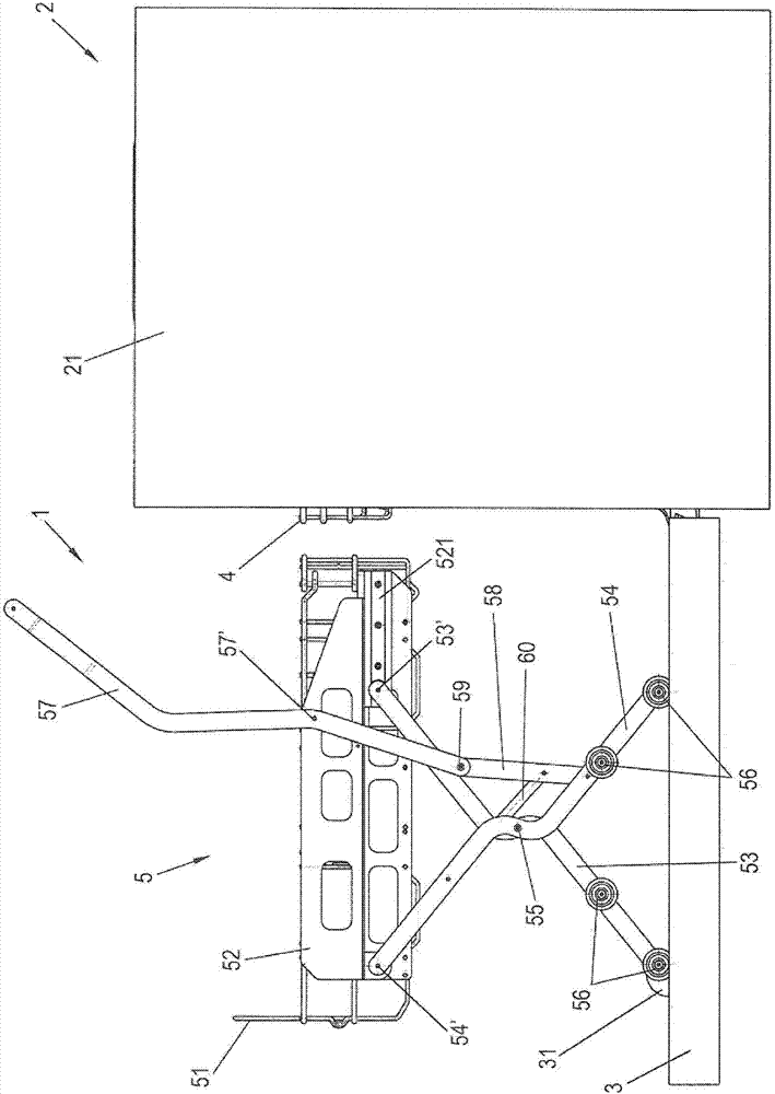 Sliding and lifting mechanism of a shelf of an item of furniture or household device, item of furniture and household device