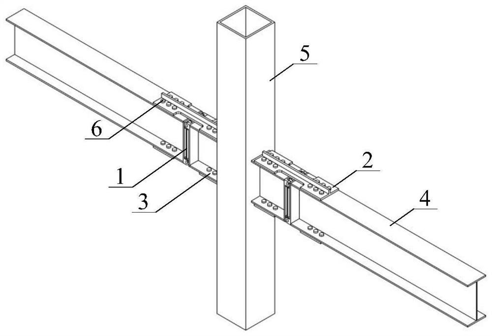 A beam-column joint of a double-hinged recoverable functional steel frame