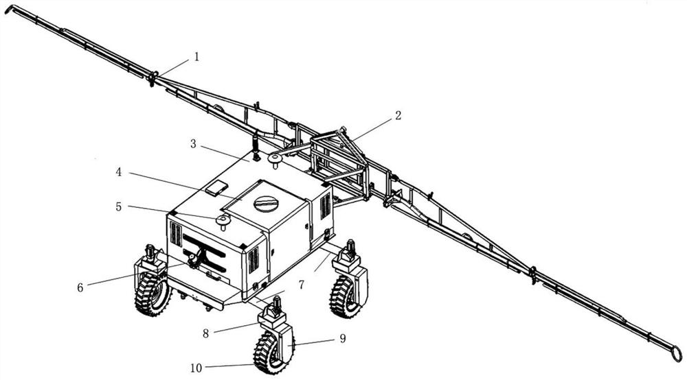 Wheeled agricultural robot with adaptive wheelbase adjustment function and its adjustment method