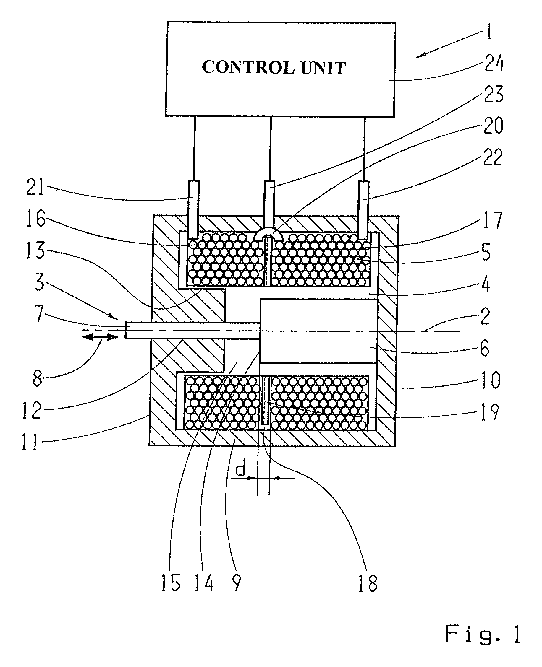 Electromagnetic actuating device with ability for position detection of an armature