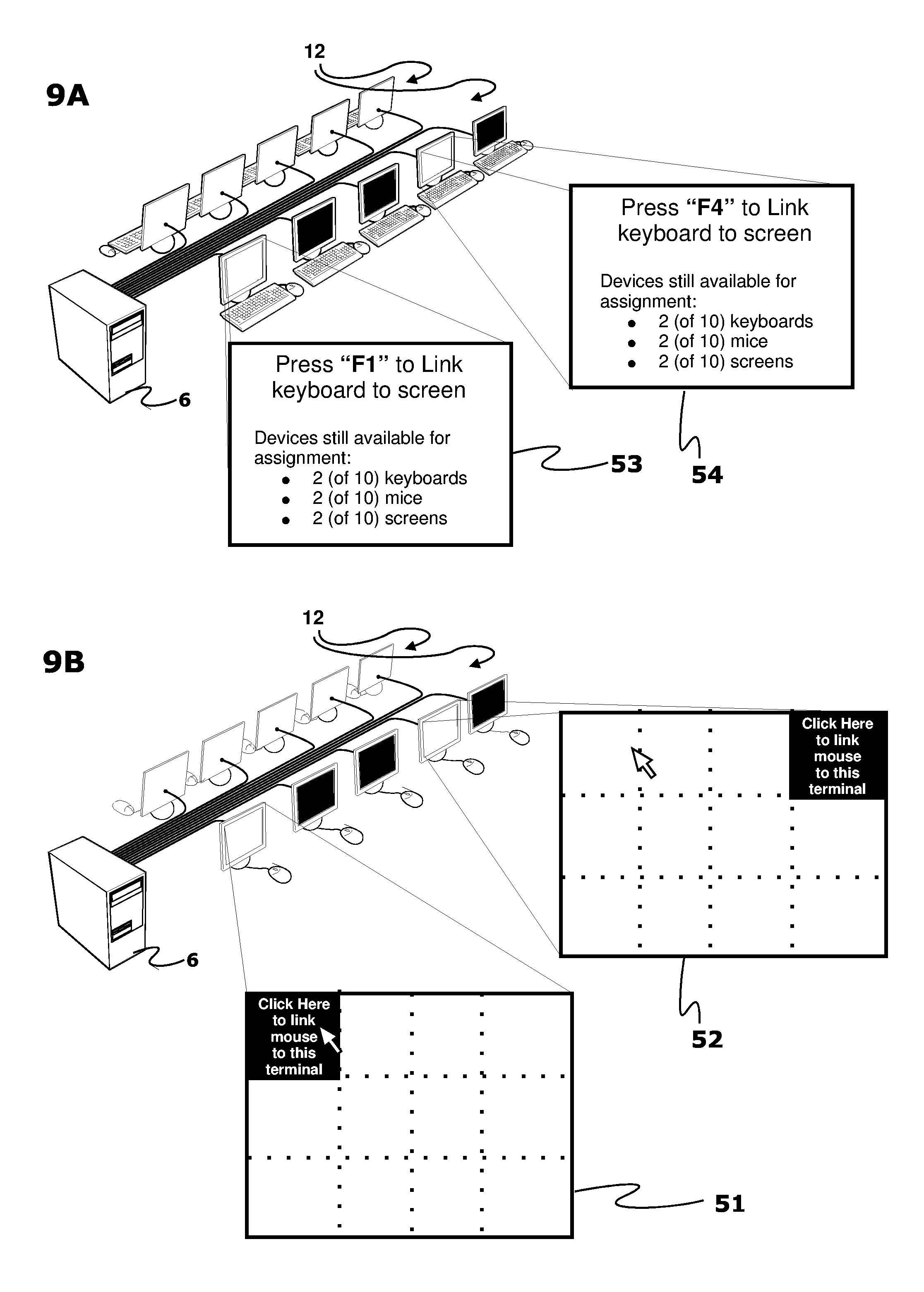 Method of operating multiple input and output devices through a single computer