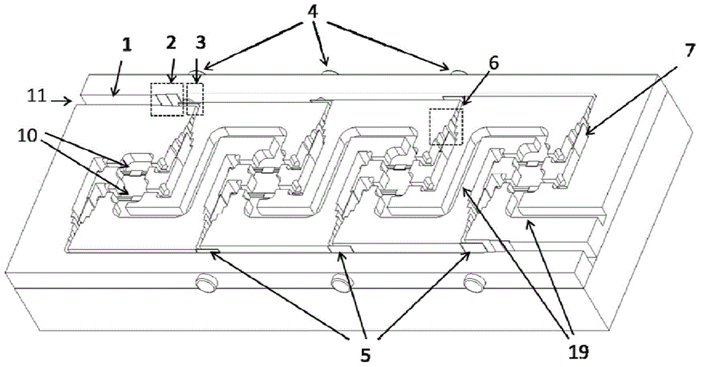 Millimeter-wave multi-channel space waveguide power distribution synthesizer and method