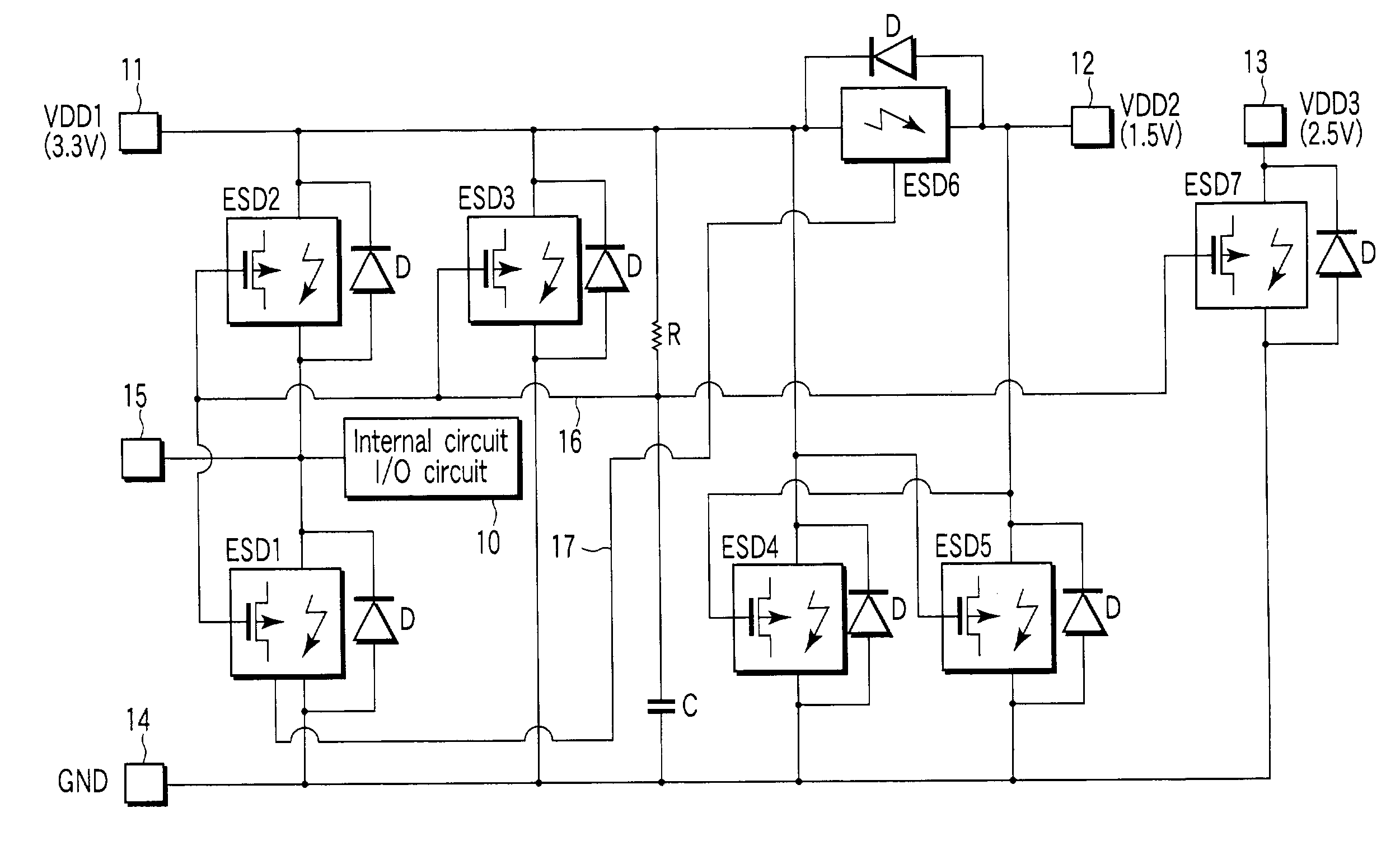 Protection circuit section for semiconductor circuit system