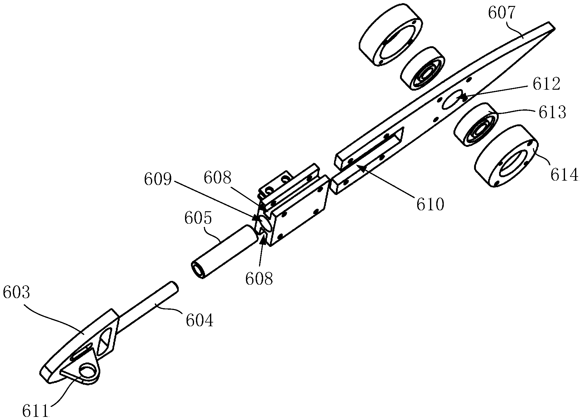Underwater propulsion device based on two-stage parallel-connection type oscillating bar mechanism drive