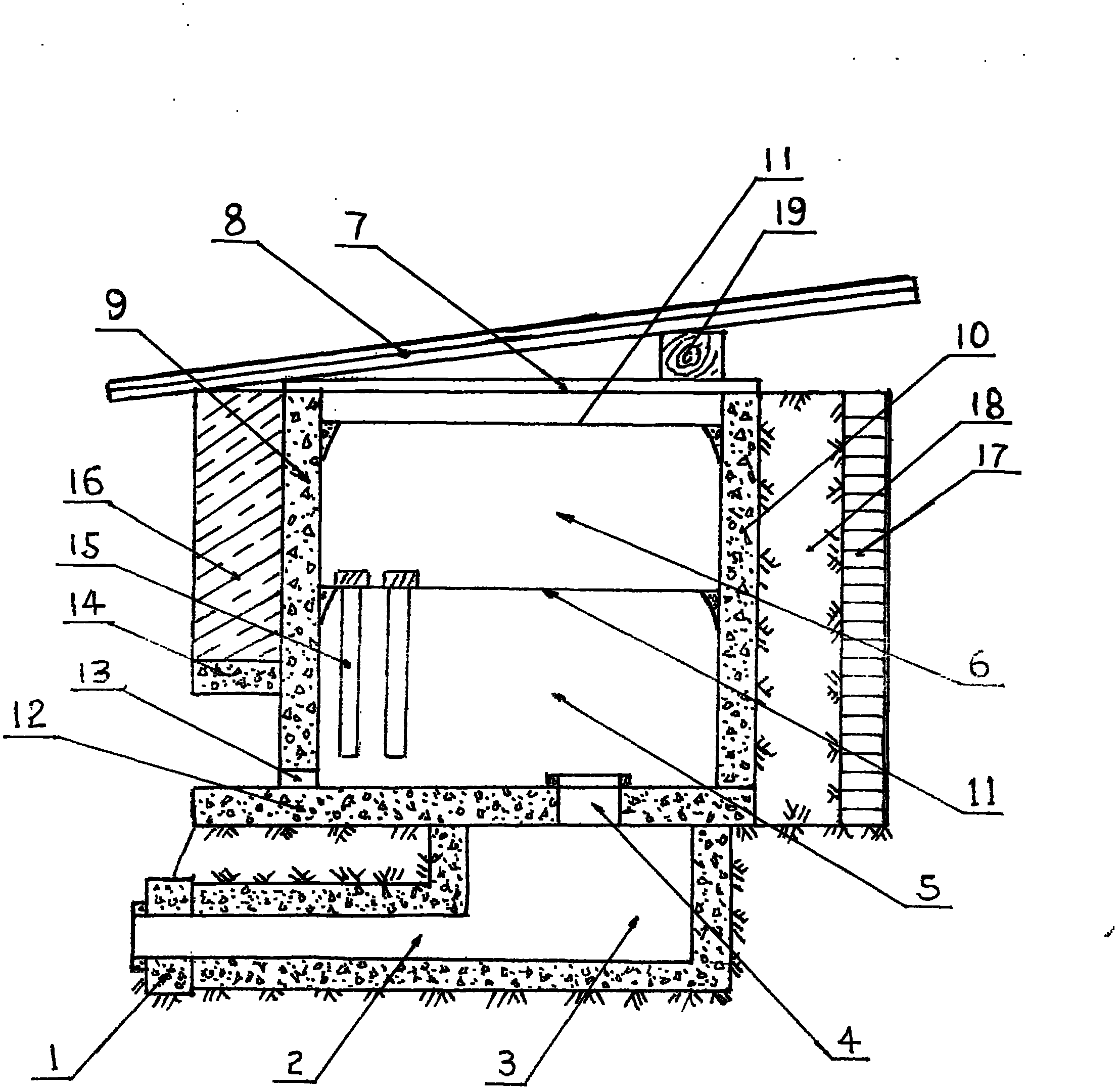 Honeycomb with underground air chamber for ventilation at bottom and die of honeycomb