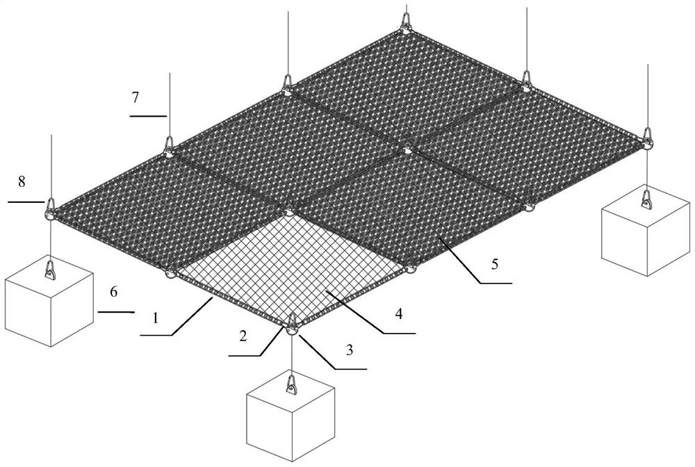 Heaving mesh cloth device for inhibiting flutter of sea-crossing bridge