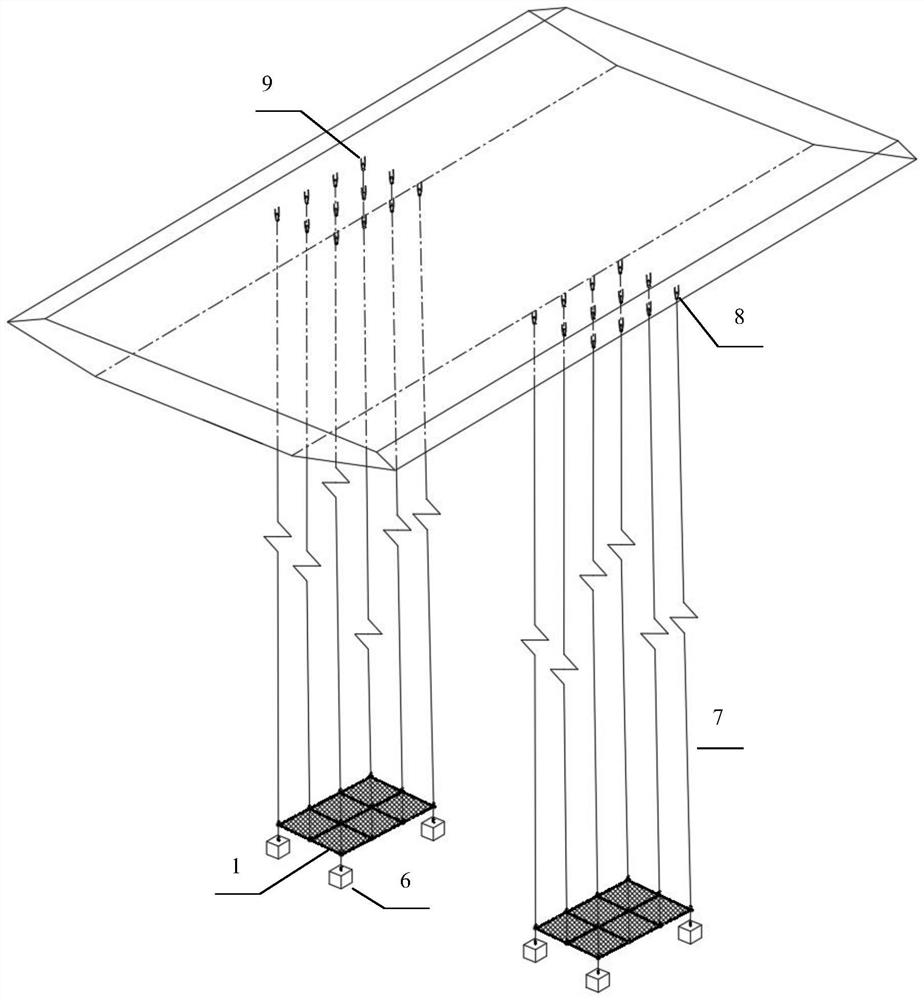 Heaving mesh cloth device for inhibiting flutter of sea-crossing bridge