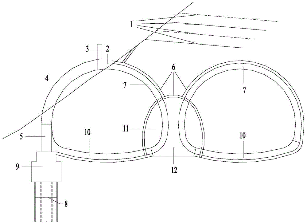 Permeable-rib type double-arch tunnel