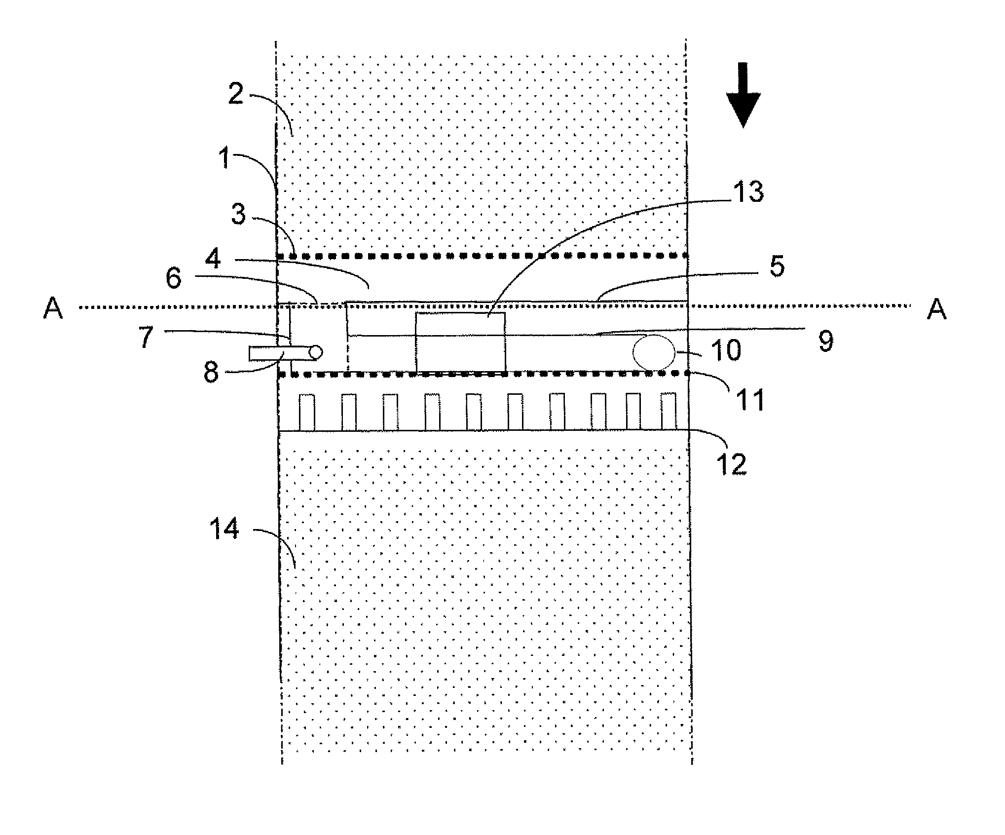 Compact device for mixing fluids in a downflow reactor
