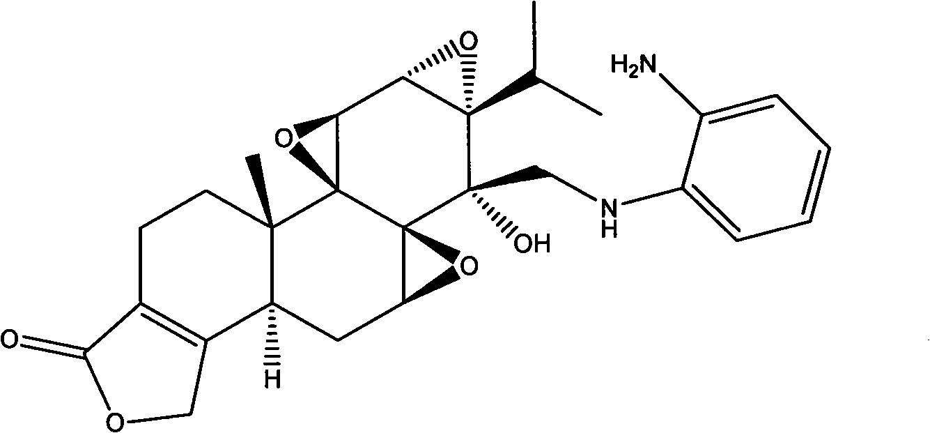 N-substituted amino phenyl-14 beta-(aminomethyl) triptodiolide derivative and preparation method and application thereof