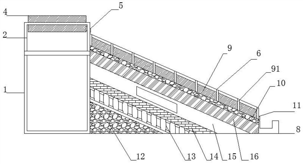 Roadbed slope protection structure for road and bridge engineering