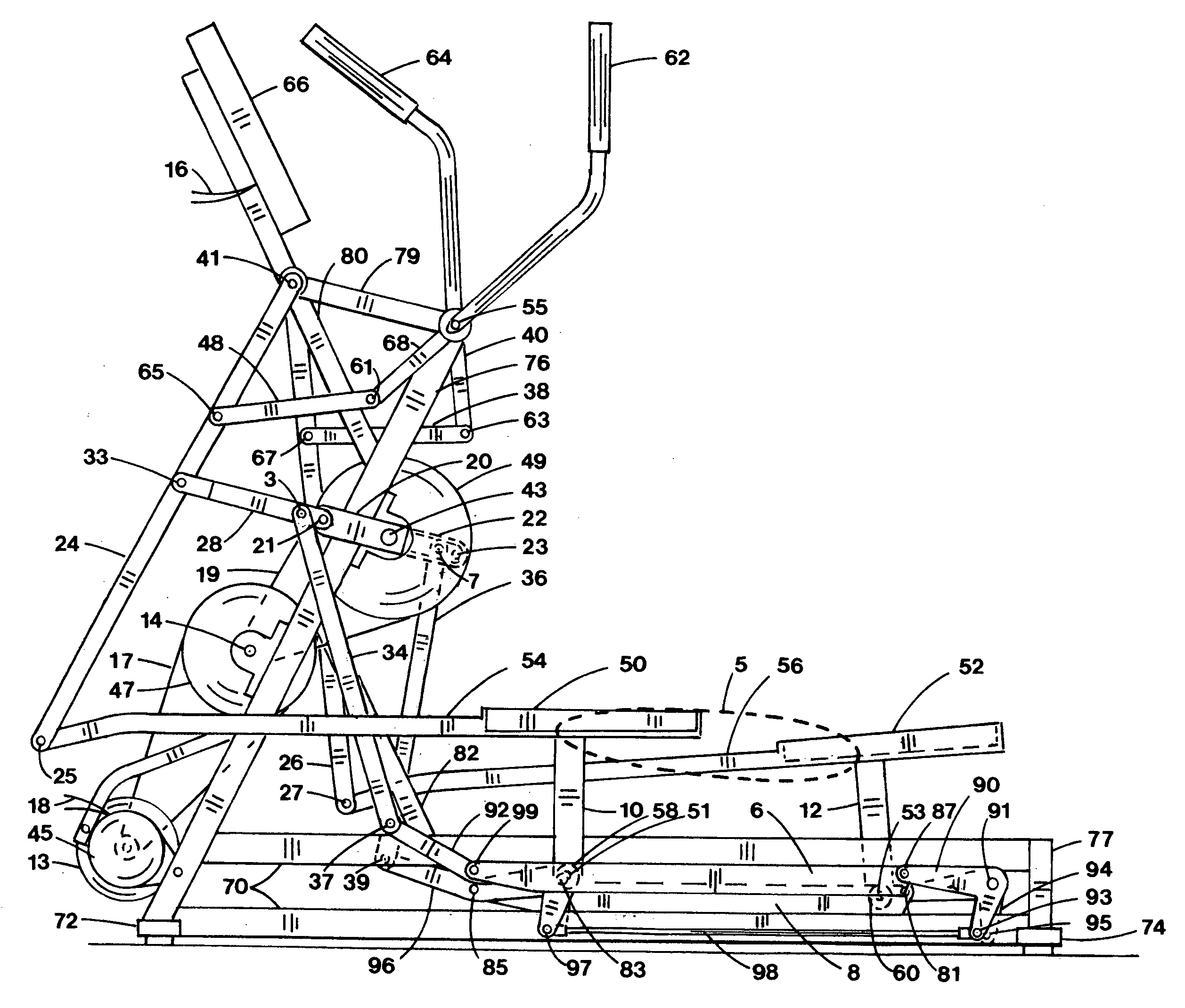 Elliptical exercise apparatus with articulating track