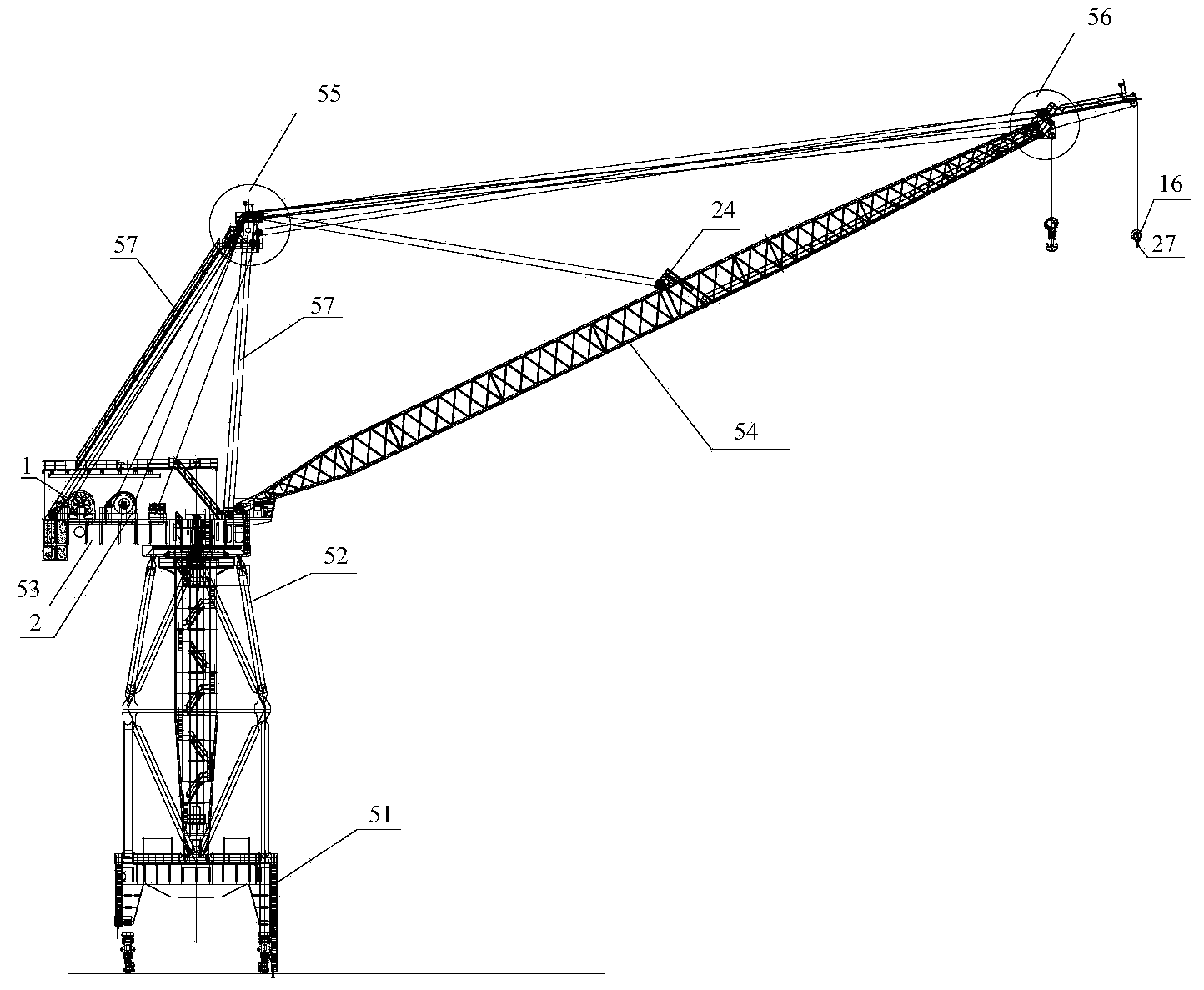 Single-boom gantry crane amplitude-variable compensation system and single-boom gantry crane