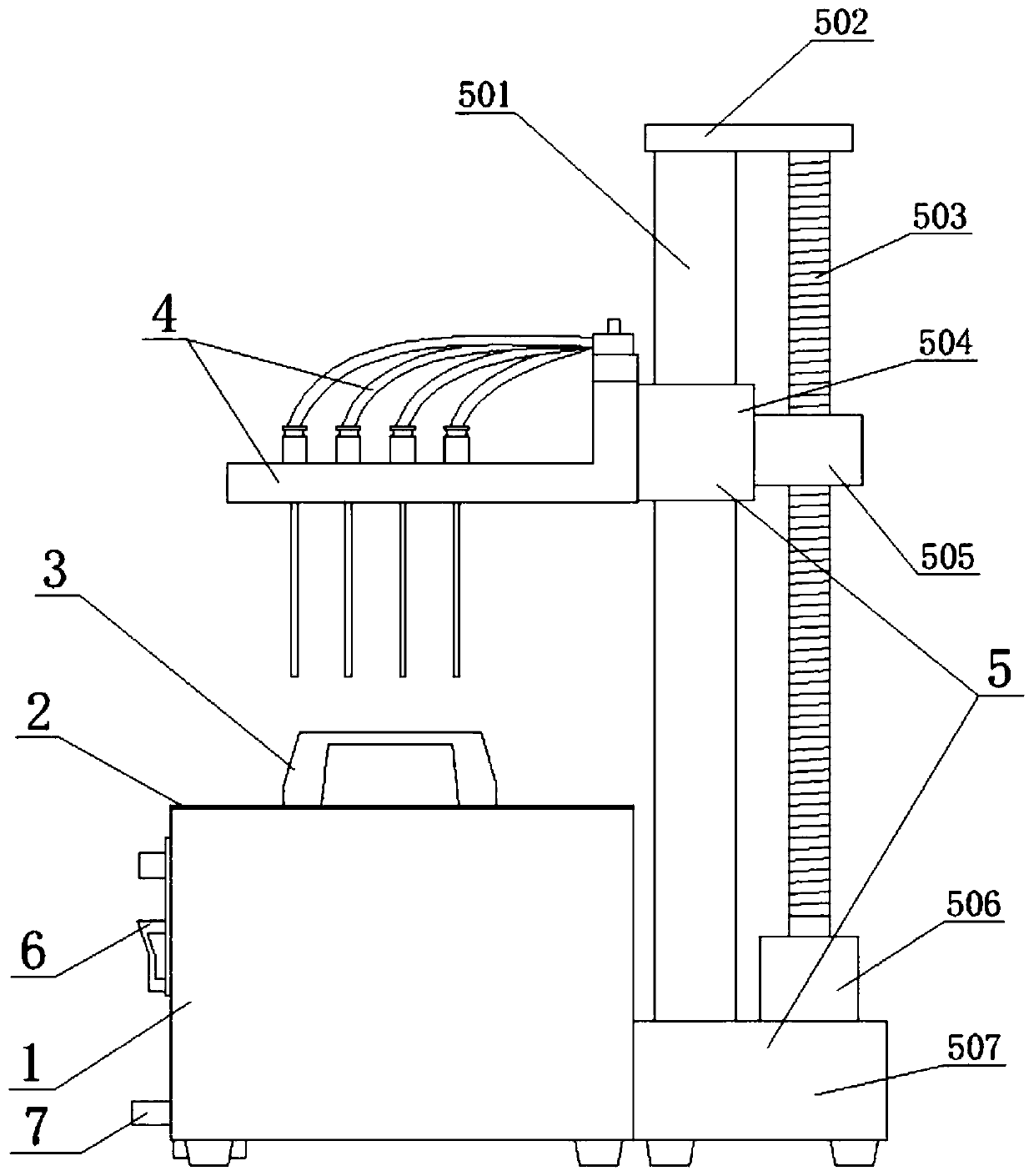 Double-column blowing-needle-height-automatic-adjusting nitrogen blowing concentrator