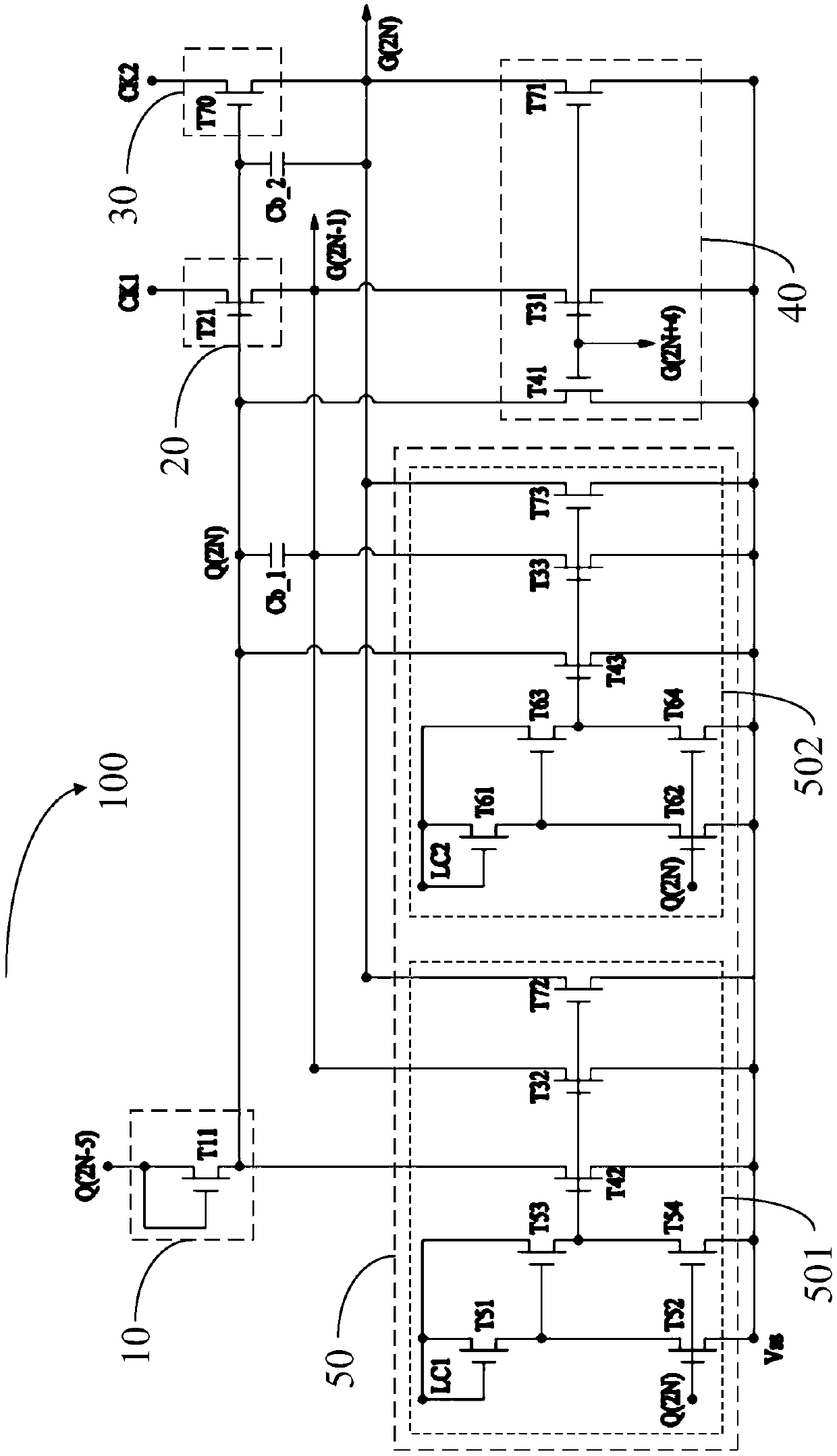 GOA (Gate Drive ON Array) device and gate drive circuit