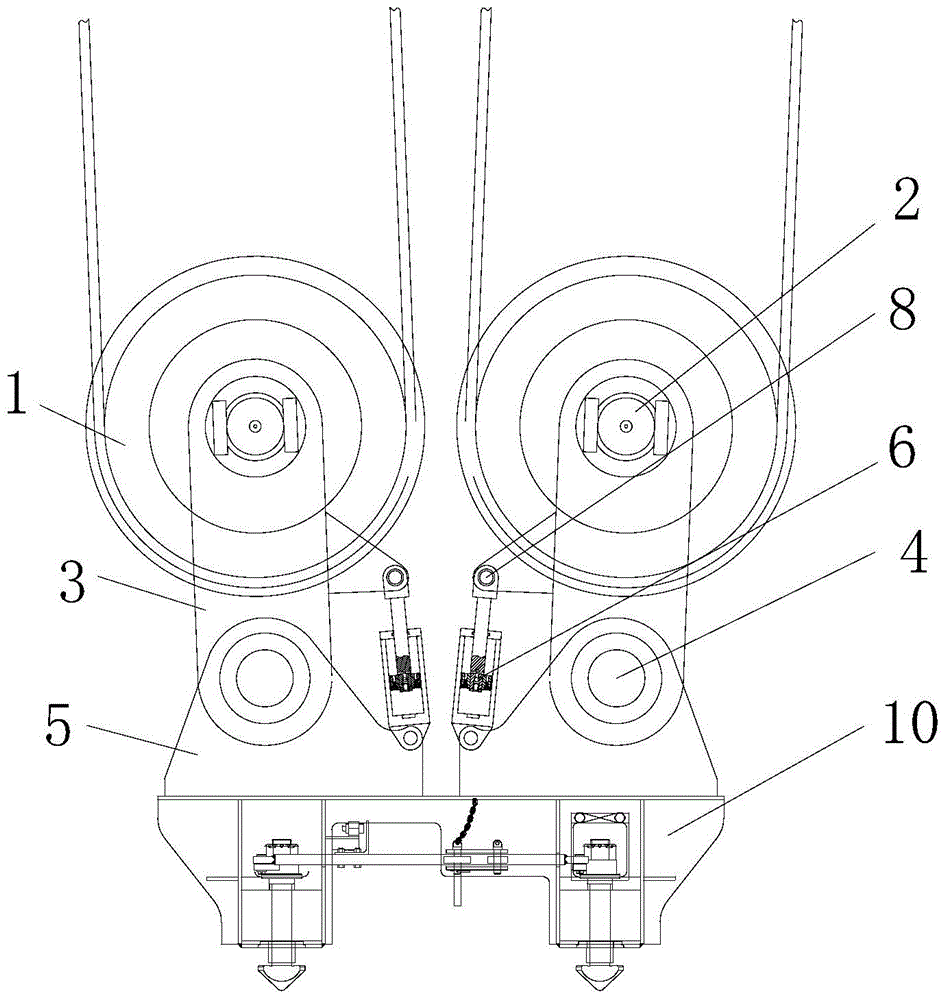 Follow-up hydraulic energy-consuming container anti-rolling device