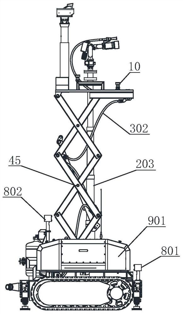 A height-lifting near-attack fire-fighting robot and its operating method