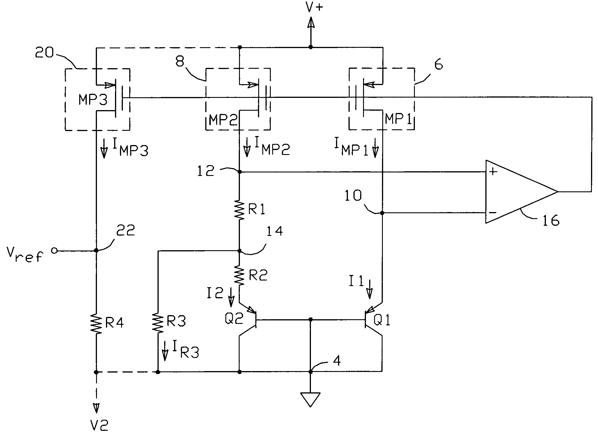 Curvature corrected bandgap reference circuit and method