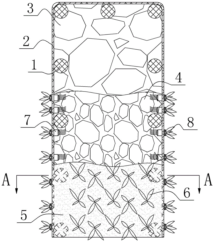 A permeable river T-shaped dam planted with artificial aquatic plants and its construction method