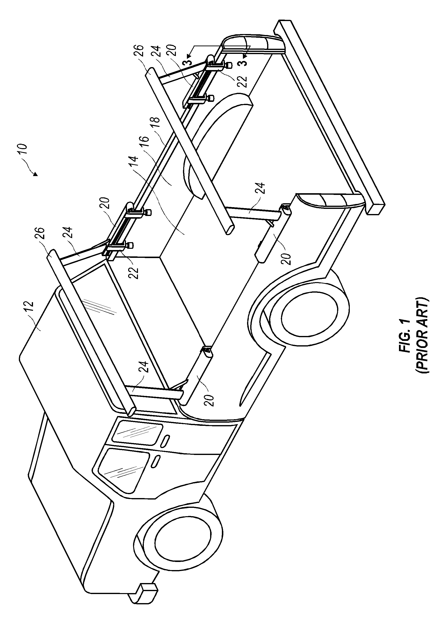 Load carrier arrangement for a vehicle bed comprising an internal bed rail system