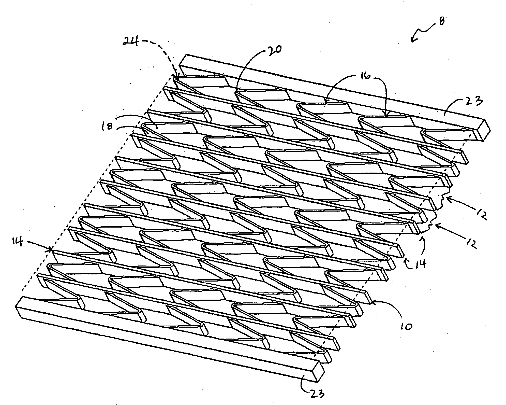 Cellular support structures used for controlled actuation of fluid contact surfaces