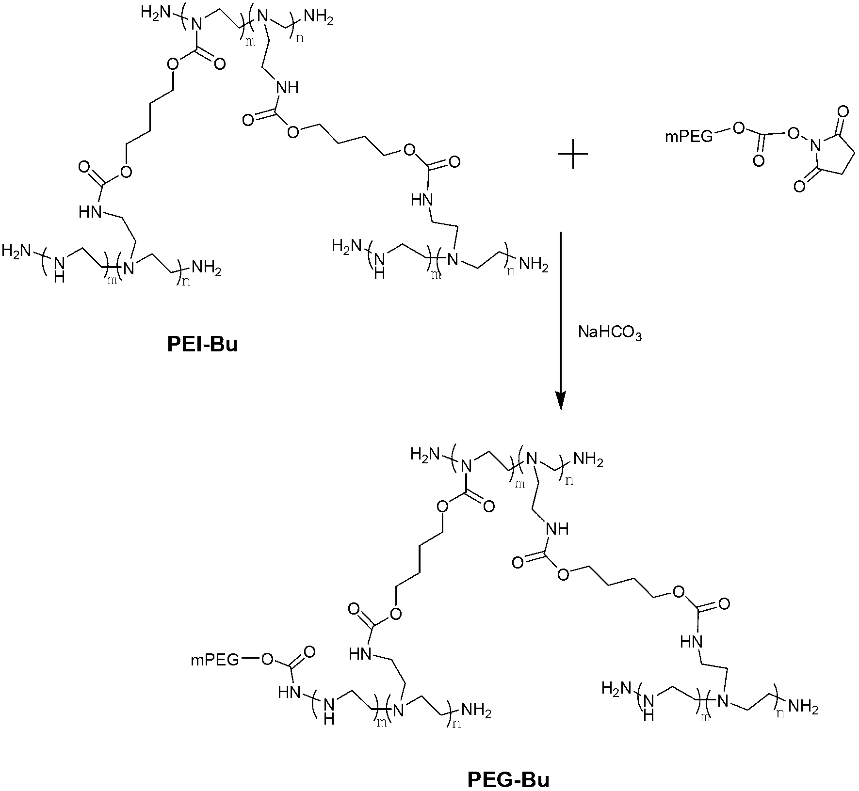PEG modified polyethylene imine derivative and preparation method thereof
