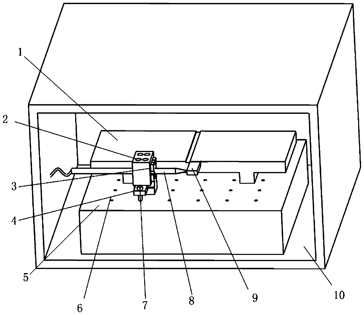 An experimental device for measuring the critical point of thermal deformation of a CNC machine tool bed and its determination method