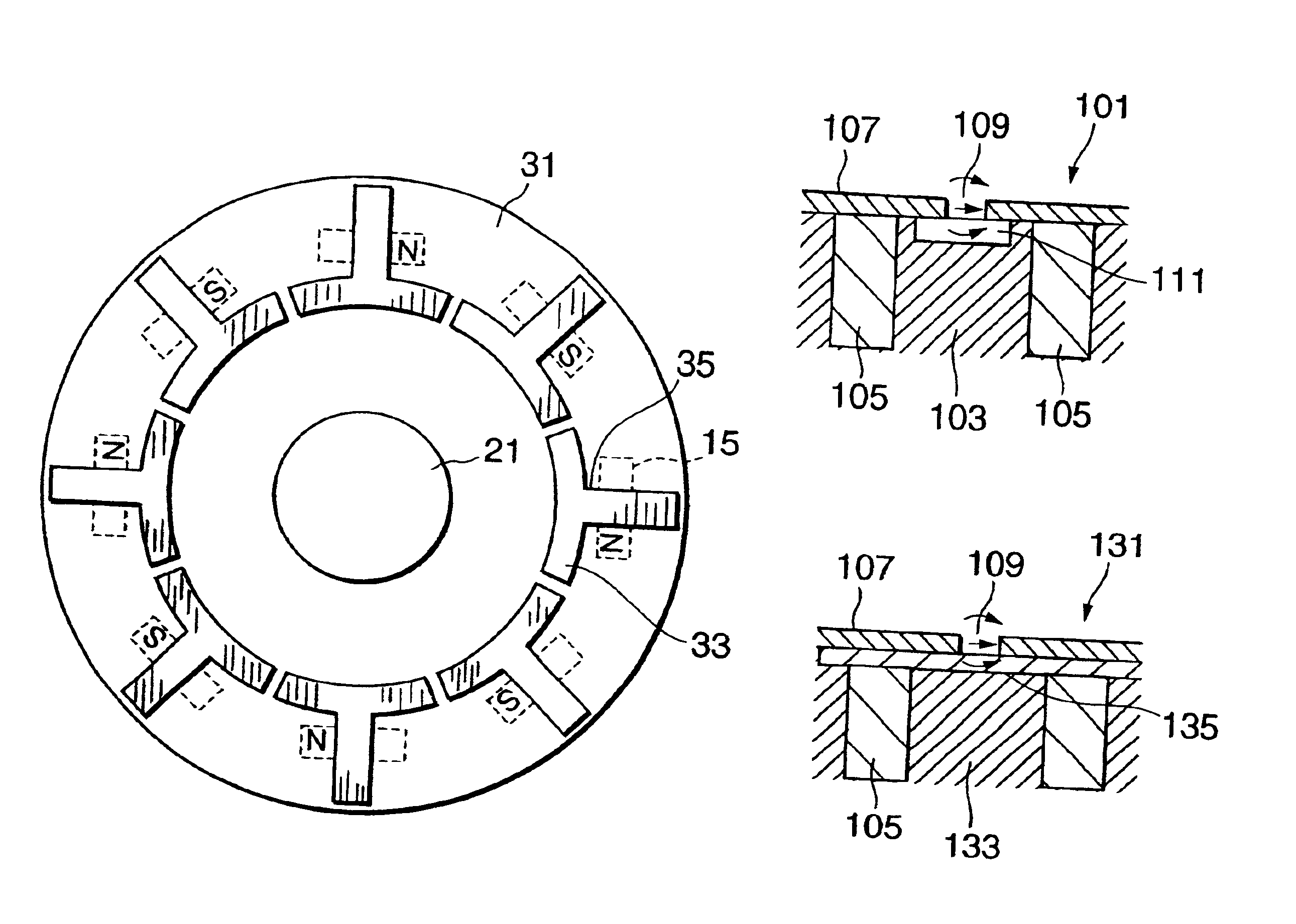 Magnetic pole position detector for rotor
