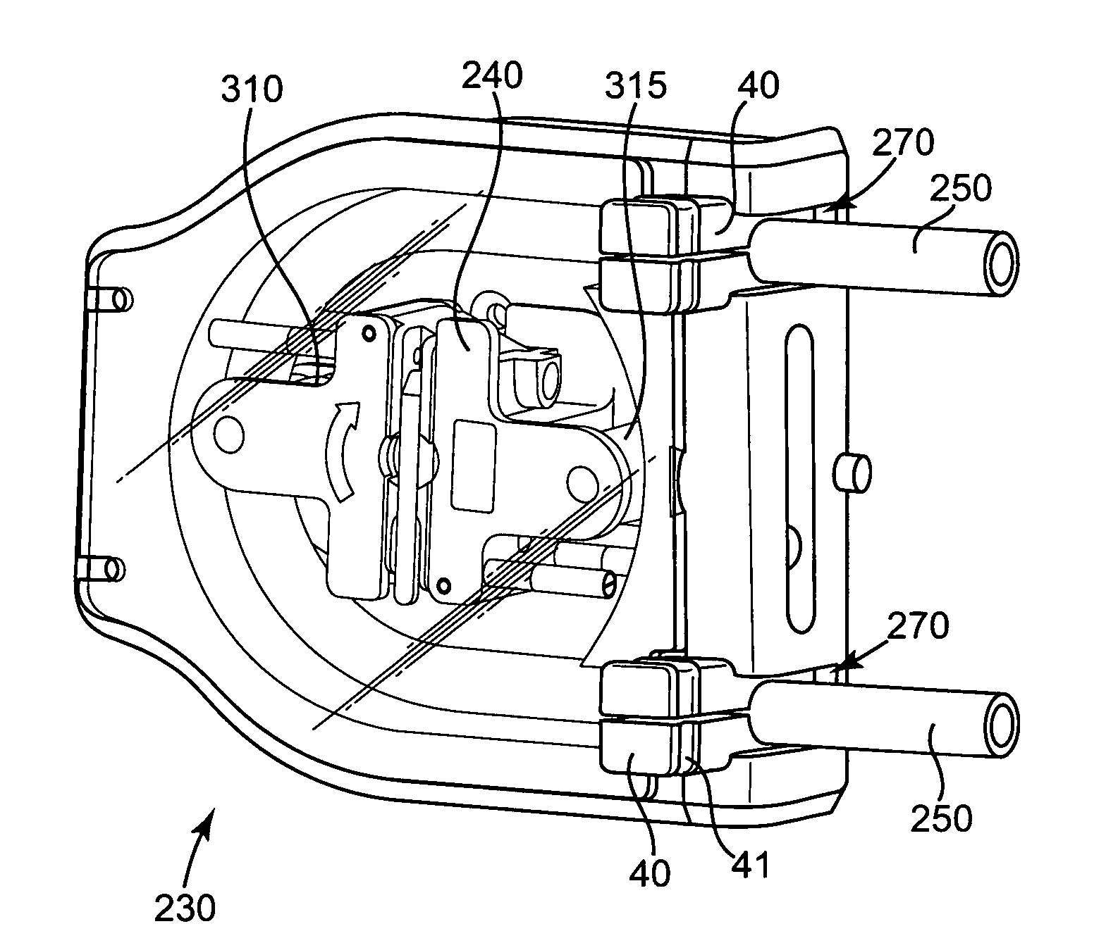 Tubing holding device for roller pumps