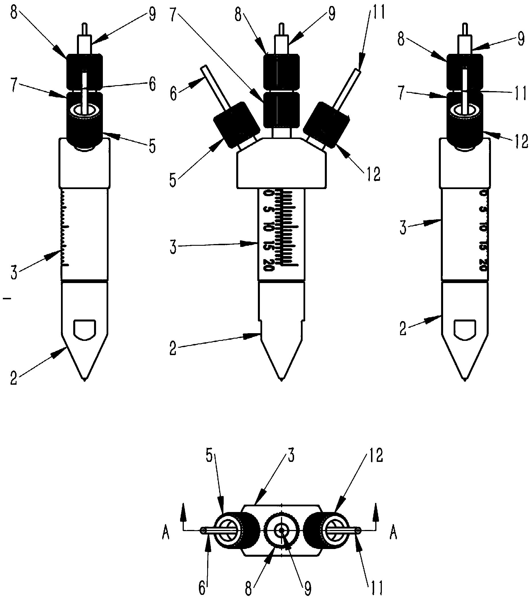 Three-channel ion-source sprayer nozzle
