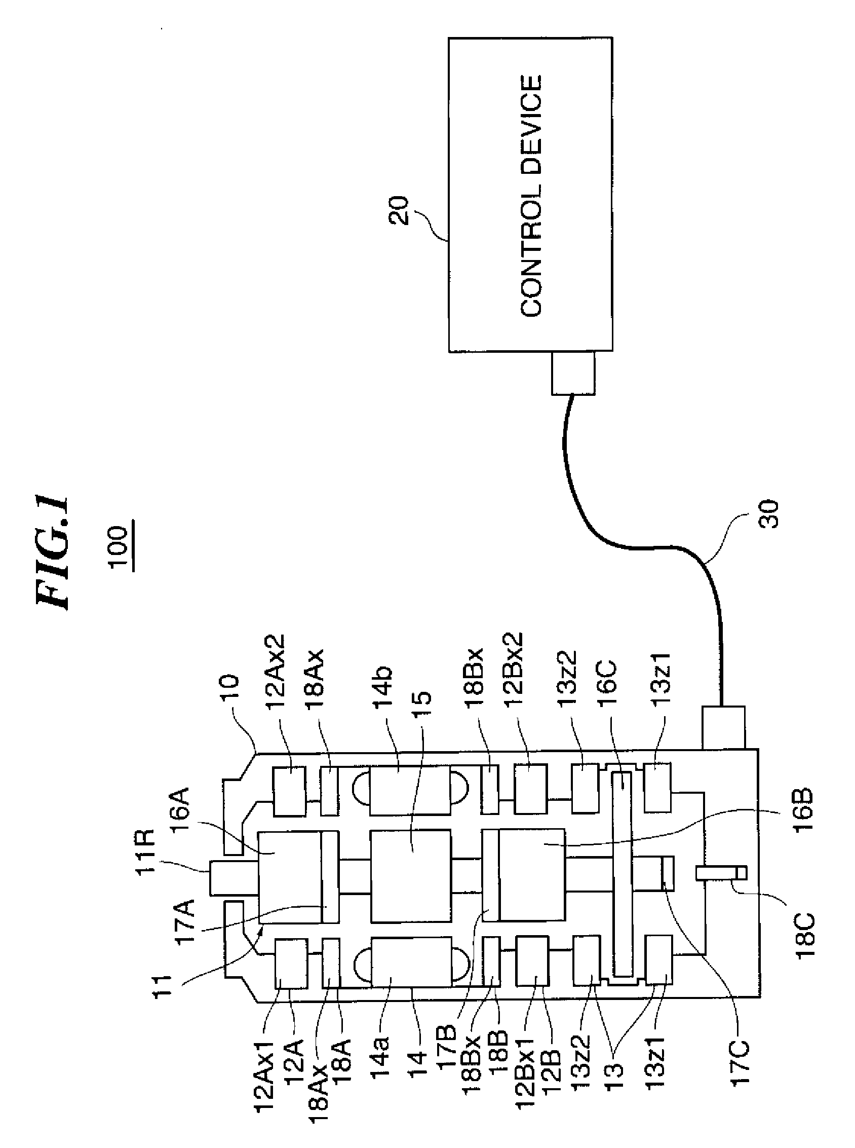 Magnetic bearing device, rotating mechanism, and model identification method of rotating machinery main unit
