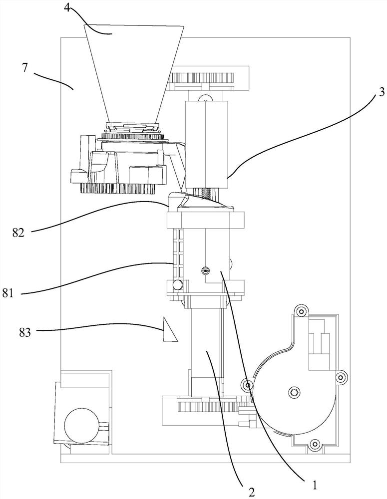 Extraction movement device, coffee machine and tea extraction machine