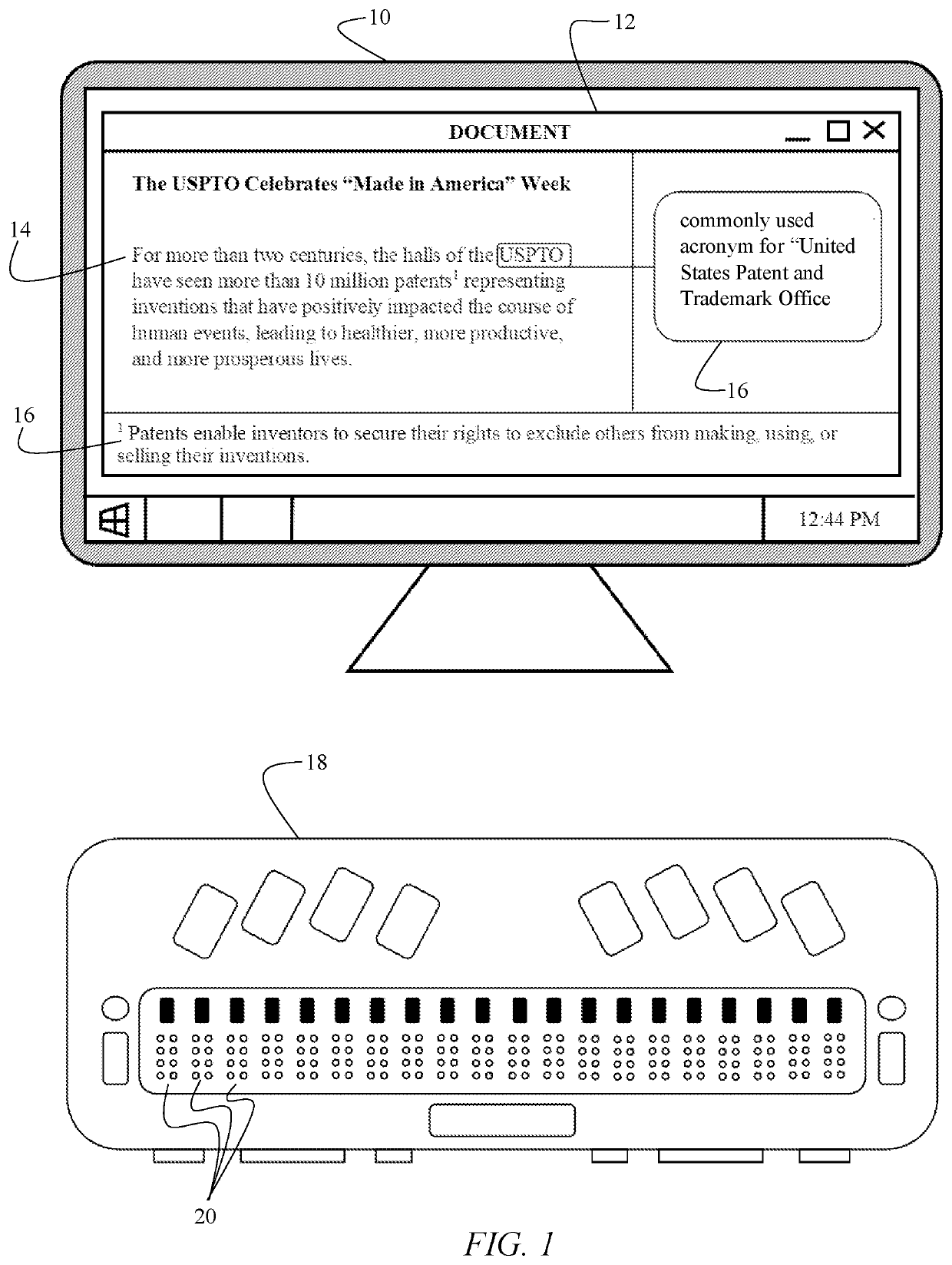 Dynamic partitioning of a refreshable braille display based on presence of ancillary alphanumeric content