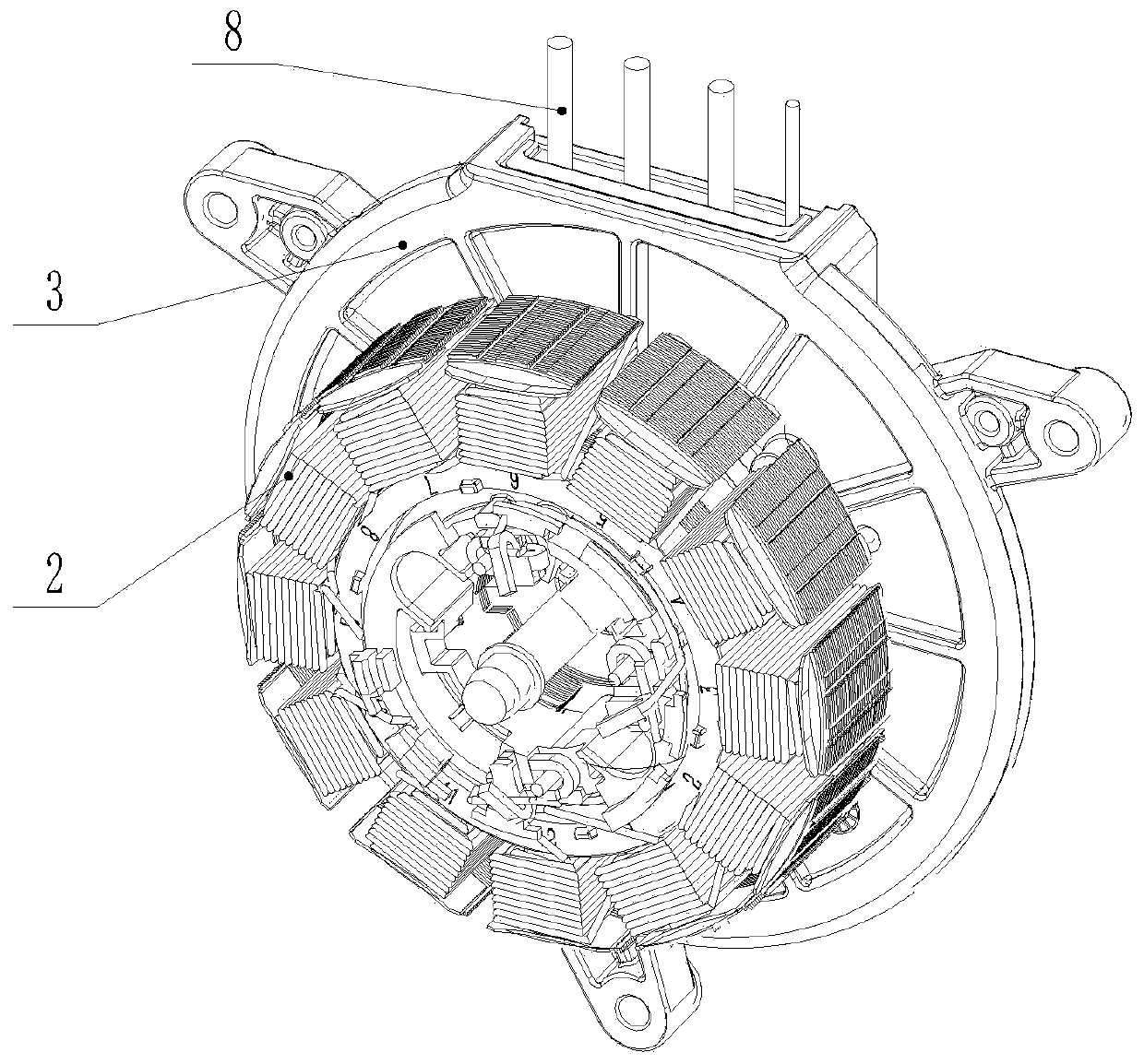 Motor main body of automobile cooling fan