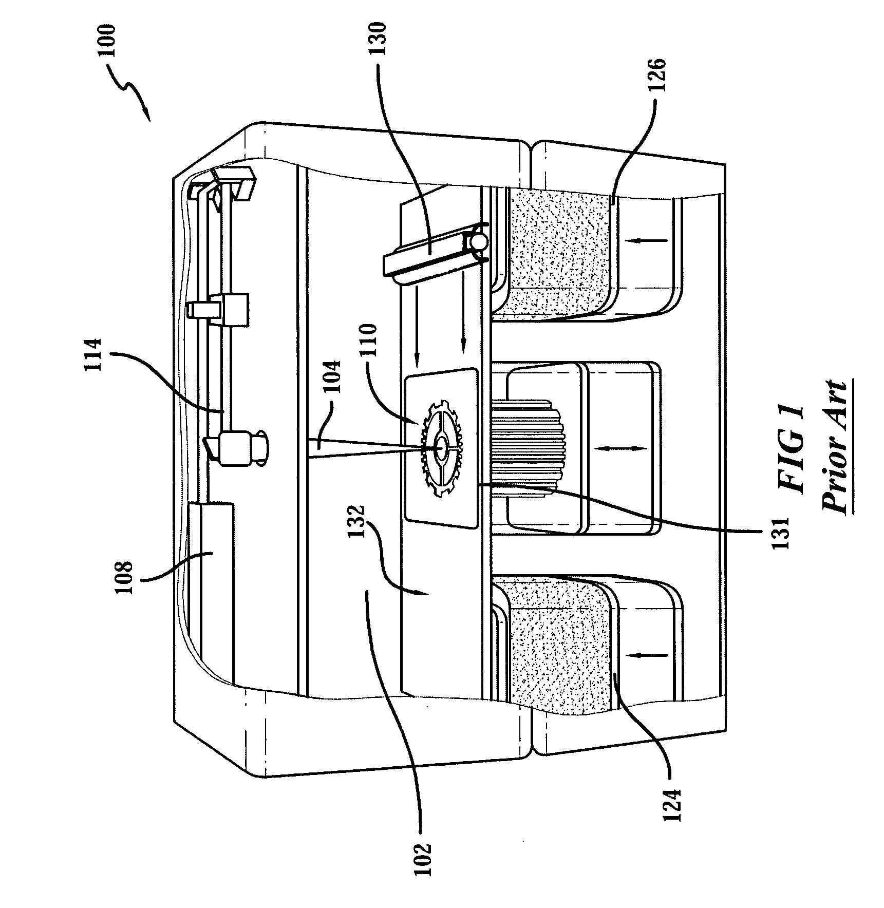Single side feed parked powder wave heating with wave flattener