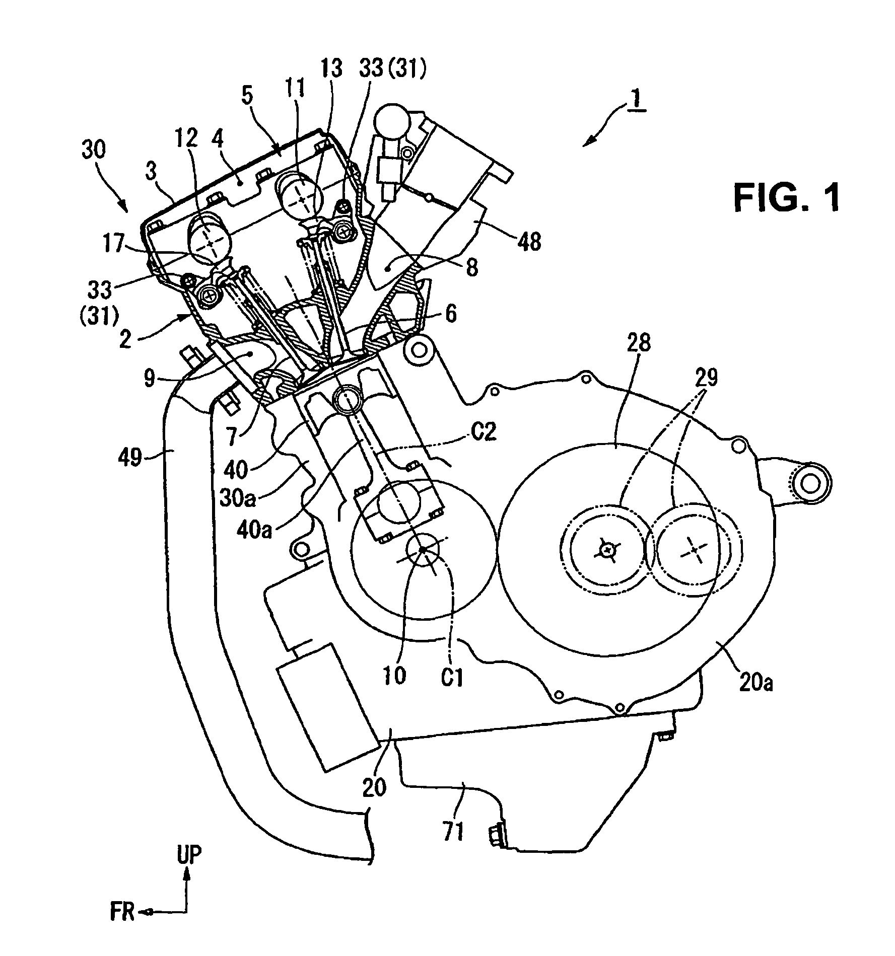 Internal combustion engine having a hydraulically-actuated variable valve control system, and motorcycle incorporating same