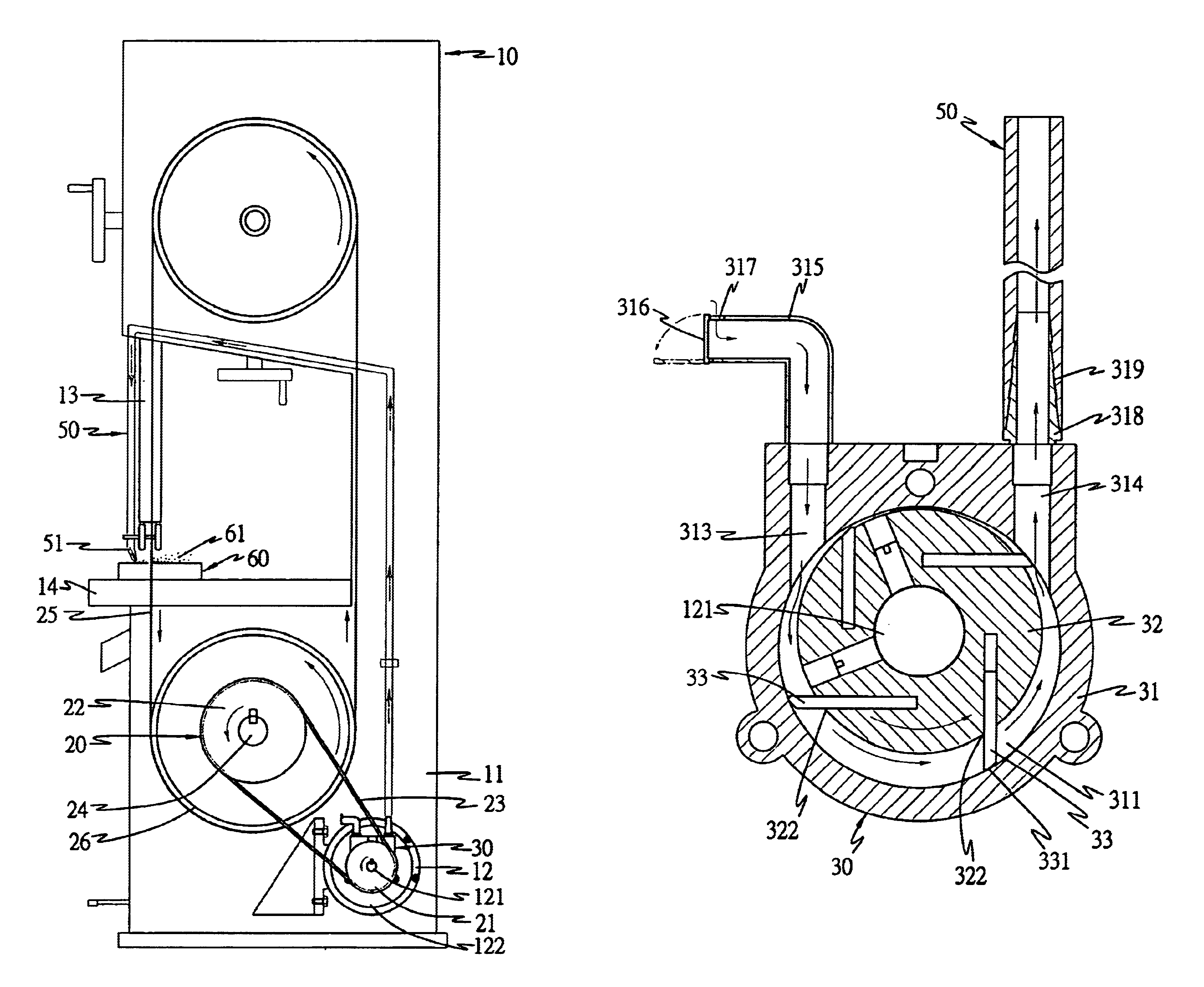 Sawdust removing device for a band saw machine