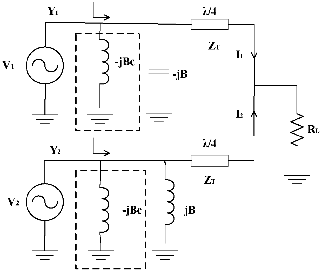 Multi-channel power combining circuit applied to out-of-phase power amplification system