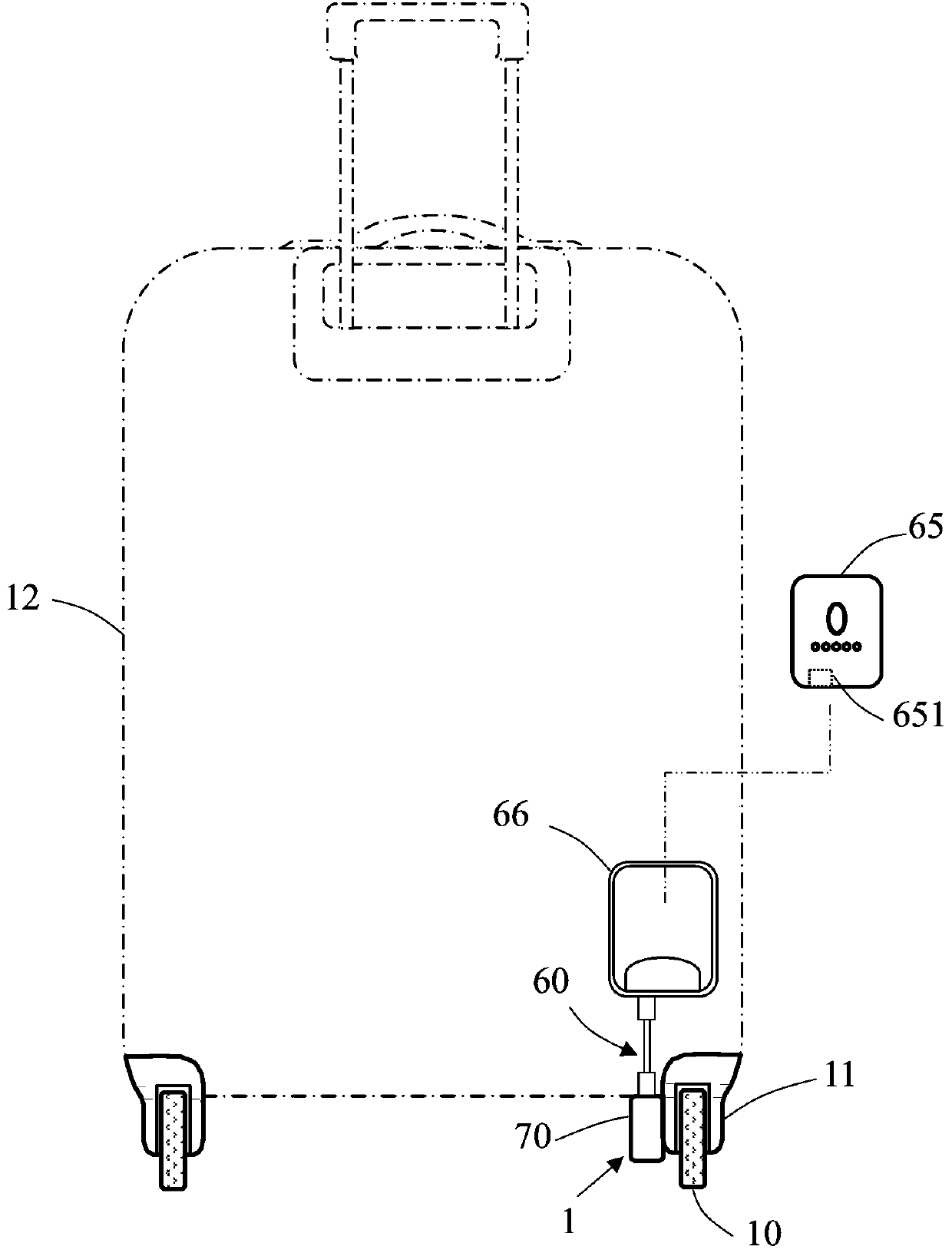 Roller charging device for luggage case