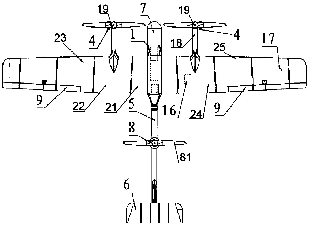 Three-rotor-wing unmanned aerial vehicle capable of vertically taking off, landing and tilting