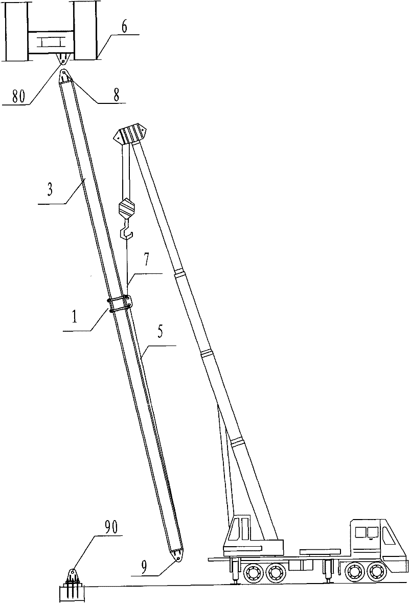 Special fixture for hoisting rectangular section steel column and hoisting method by using same