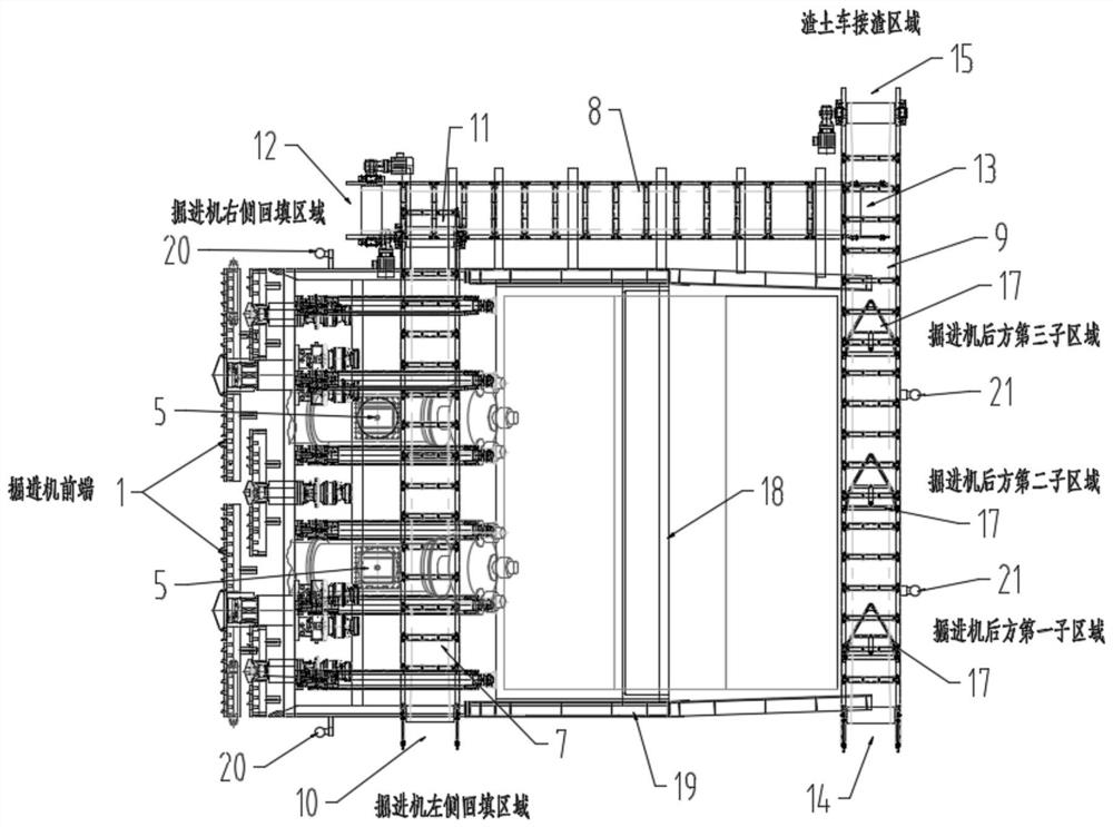 Automatic backfilling system for lateral rear portion of comprehensive pipe gallery open heading machine and control method of automatic backfilling system