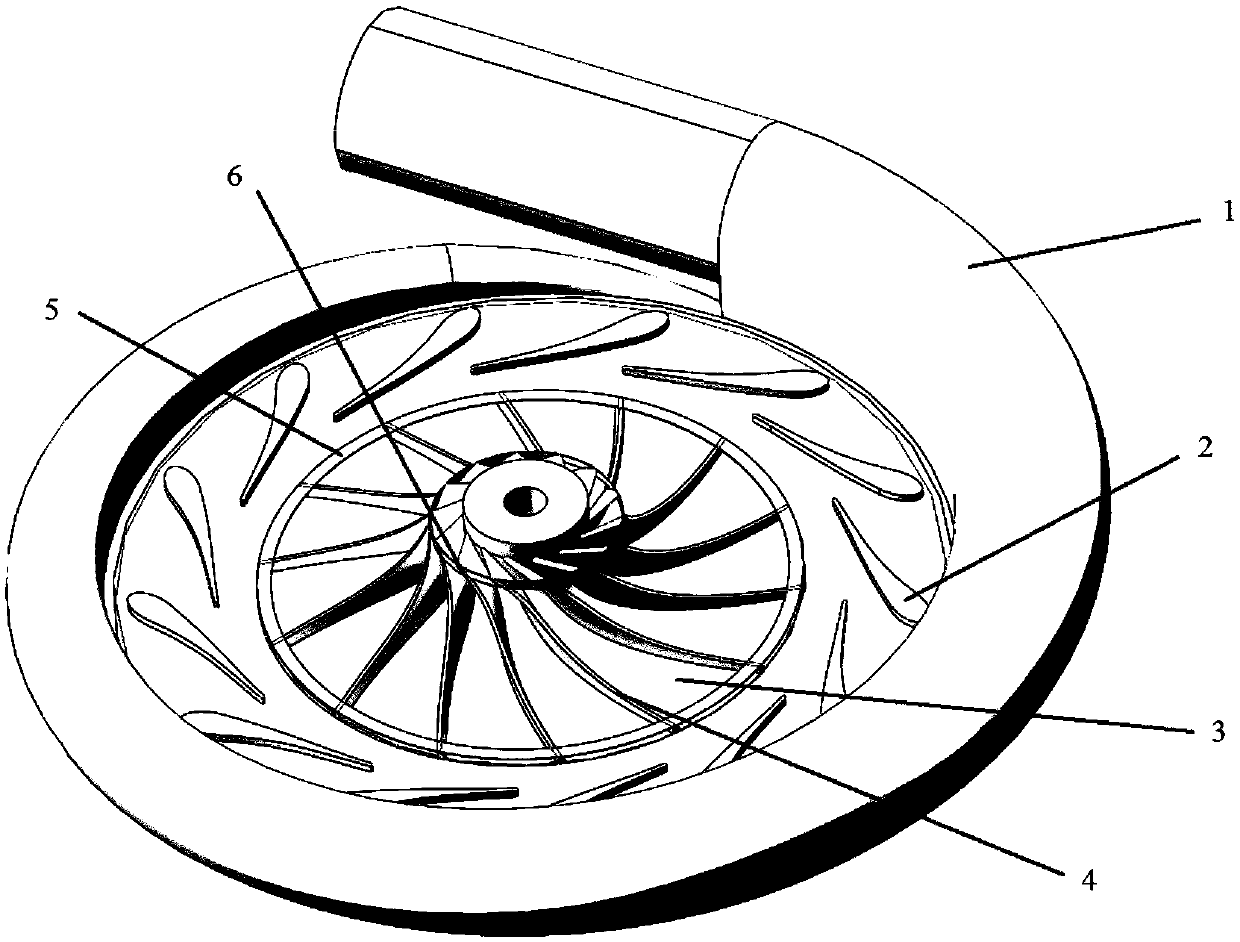 Radial-inward-flow turbine device with shock-absorbing damping function and sealing structure