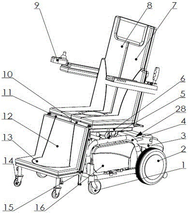 Stand-up and lie-flat wheelchair with turning function