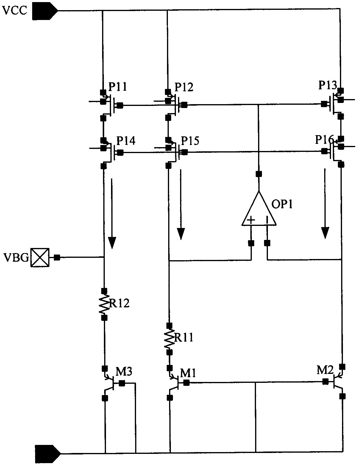 Low-voltage Bandgap voltage reference circuit and realizing method thereof