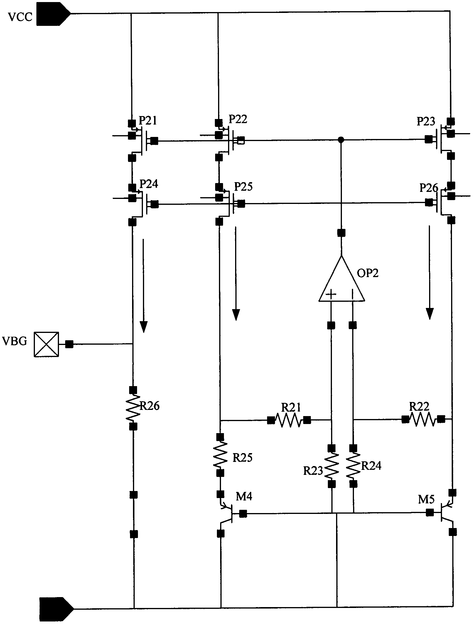 Low-voltage Bandgap voltage reference circuit and realizing method thereof