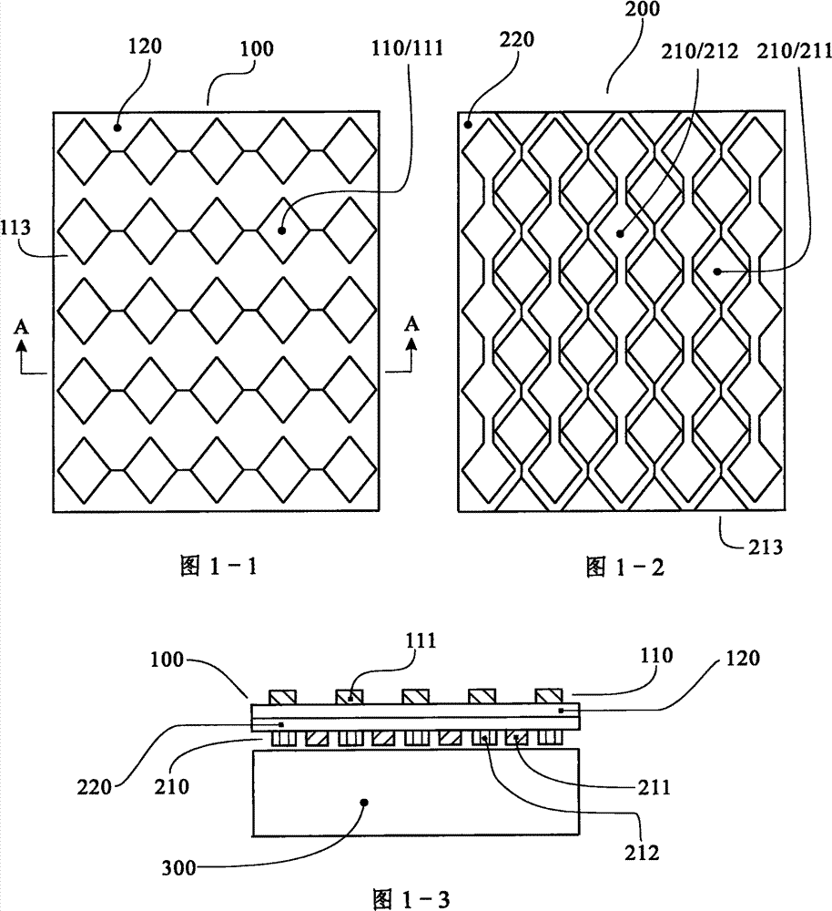 Mutually capacitive touch screen with electrodes arranged on double-layer conductive material thin film