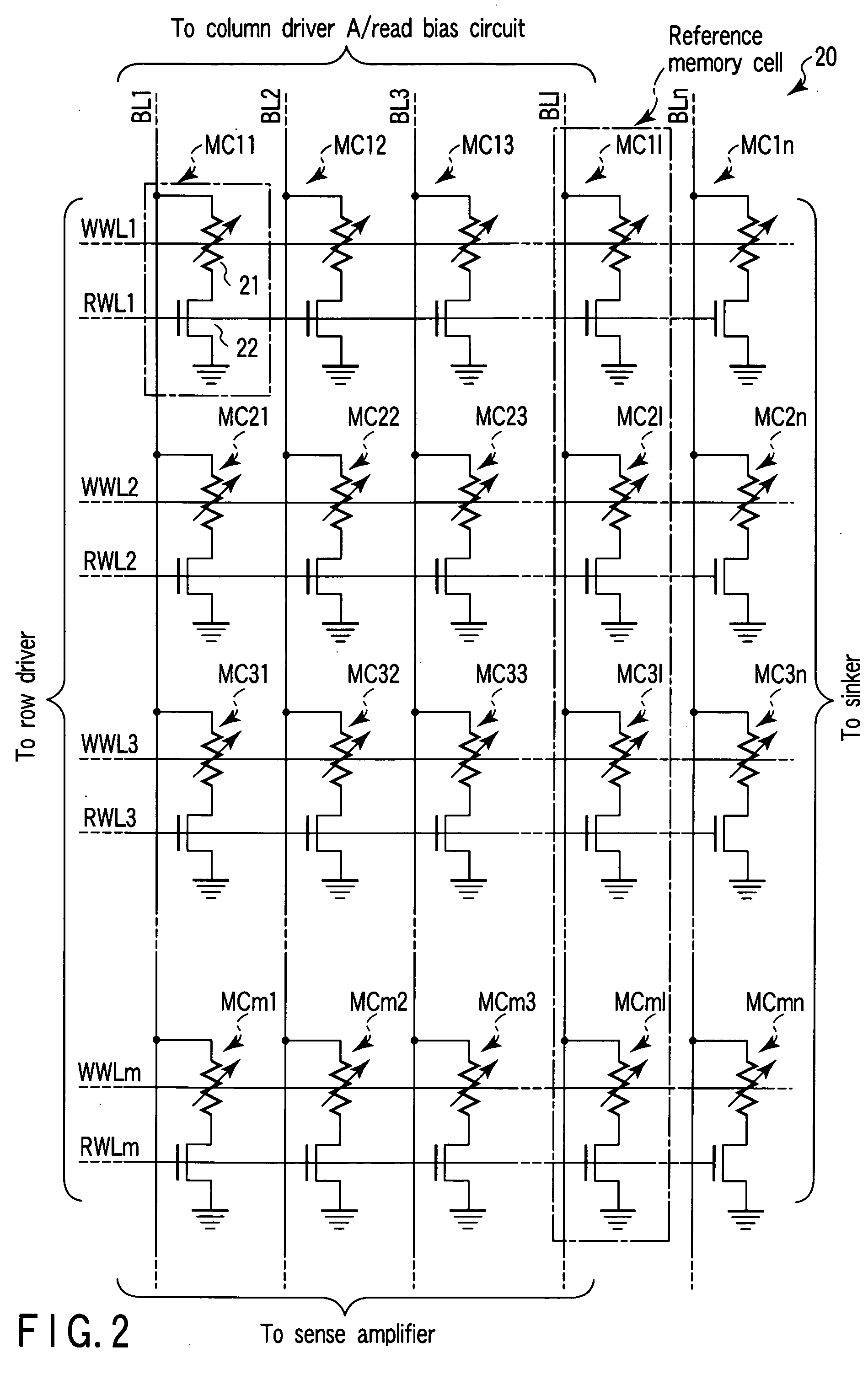 Semiconductor memory device including reference memory cell and control method