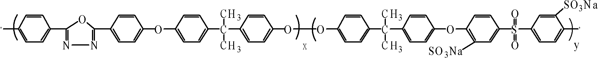 1, 3, 4-oxadiazole ring containing poly (aromatic ether sulfone) medium-high temperature proton exchange membrane and preparation method thereof